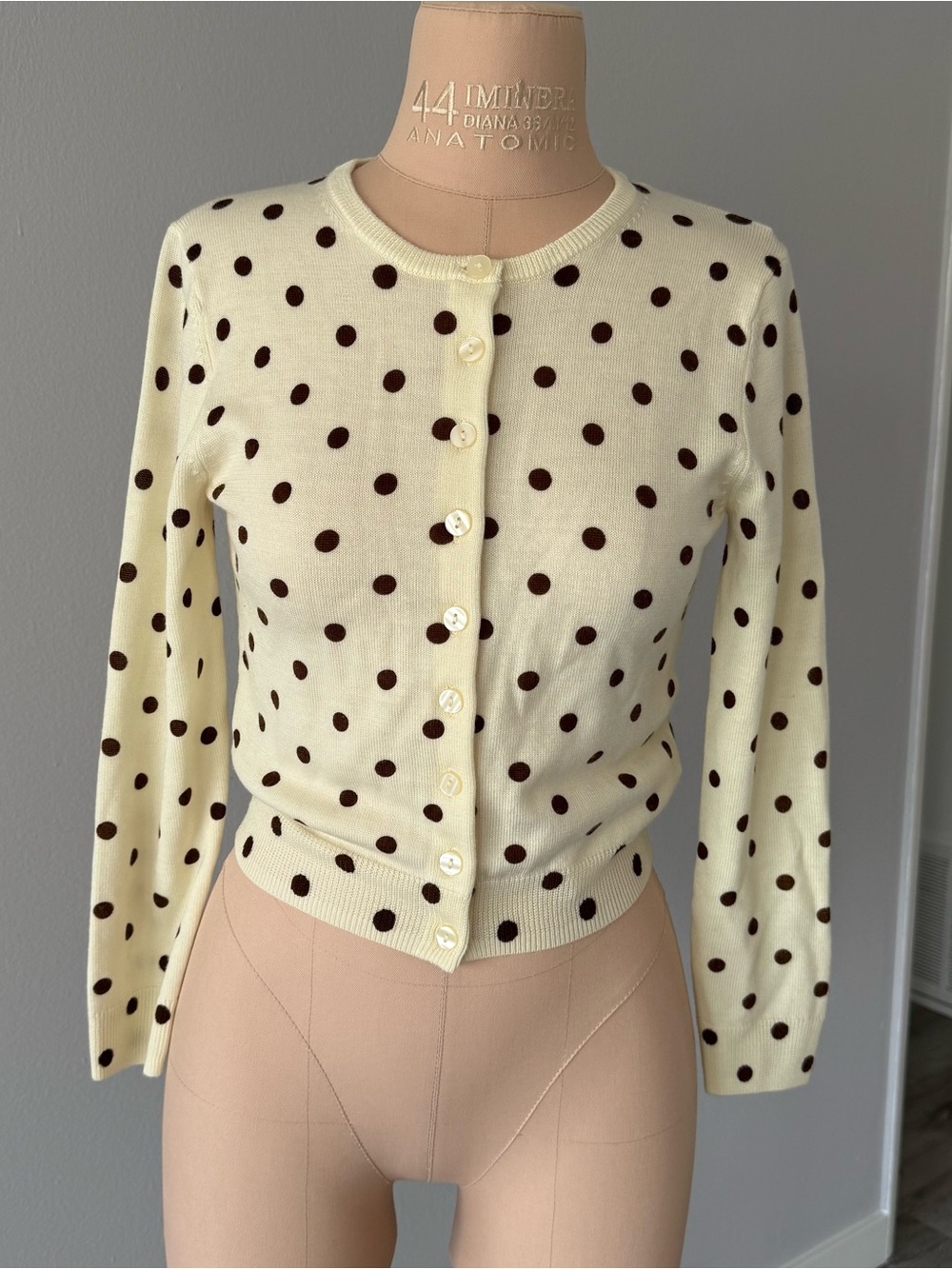 Reformation Cream Polka Dot Cardigan Sweater - Picture 2 of 4